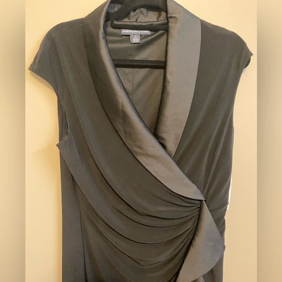 AMERICAN LIVING Women's Knee
Length Faux Wrap Ruffled Dress Black Size 16 - Picture 3 of 5